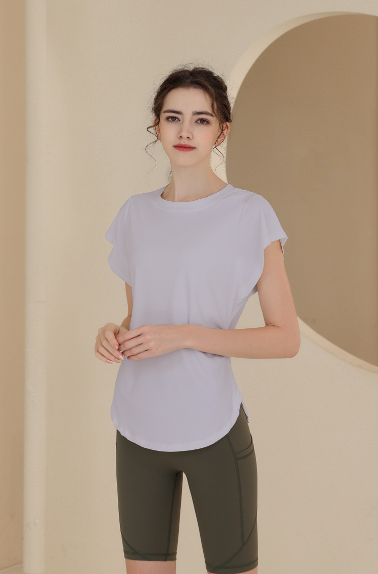 New Snowflake Cotton Breathable Sports Top Women's Short Sleeve T-shirt Running Training Cover Up Slimming Fitness Yoga_voghion.com