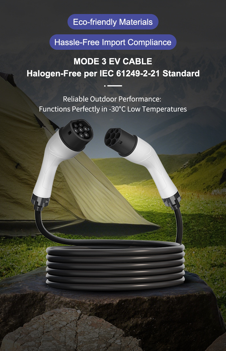 European Standard Double-Head Gun White Type2 European Cross-Border Exclusive 3.7Kw New Energy Vehicle Charging Pile Dedicated Portable