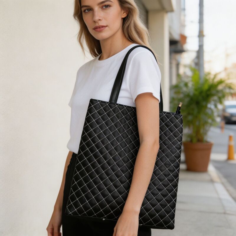 Cross-Border Exclusive Supply of Women's Plaid Shoulder Bags with Customizable Designs, Large Capacity, Vegan Leather, Versatile Handbags