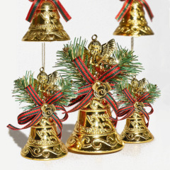 クロスボーダークリスマスゴールデンベルペンダントクリスマスツリーリボンエンジェルシーンアレンジメントプラスチックペンダント装飾