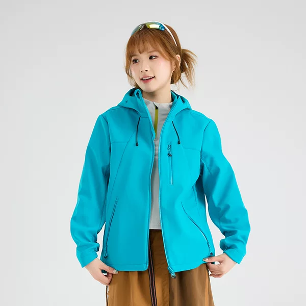 Women's Breathable Windproof Wear-Resistant Outdoor Hiking Jacket with Hood, Casual Sportswear Jacket