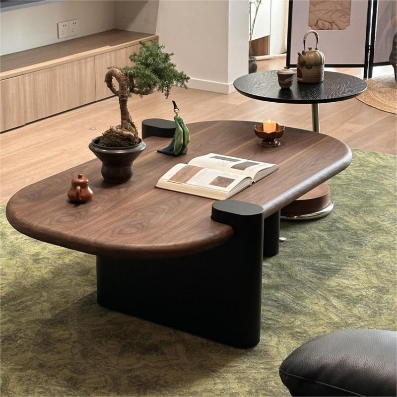 Mesa de té de madera sólida de estilo medieval minimalista con un estilo retrógrado de alta calidad, mesa de sala de estar moderna y simple