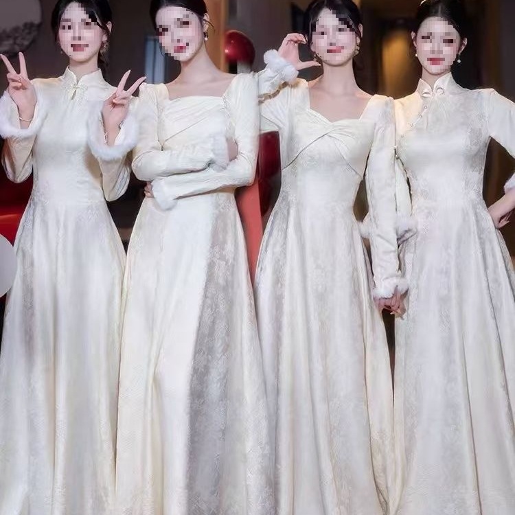 Formal Dress for Women, Banquet Bridesmaid Dress 2025, Sister Wear, Elegant and Warm, Evening Style, New Chinese Style, Suitable for Autumn and Winter