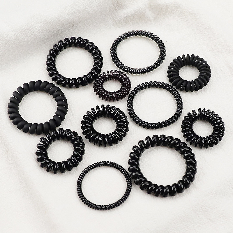 Japanese and Korean Telephone Line Hair Ring Traceless Black Large Small Telephone Ring Hair Rope Hair Rubber Band Thin Head Rope