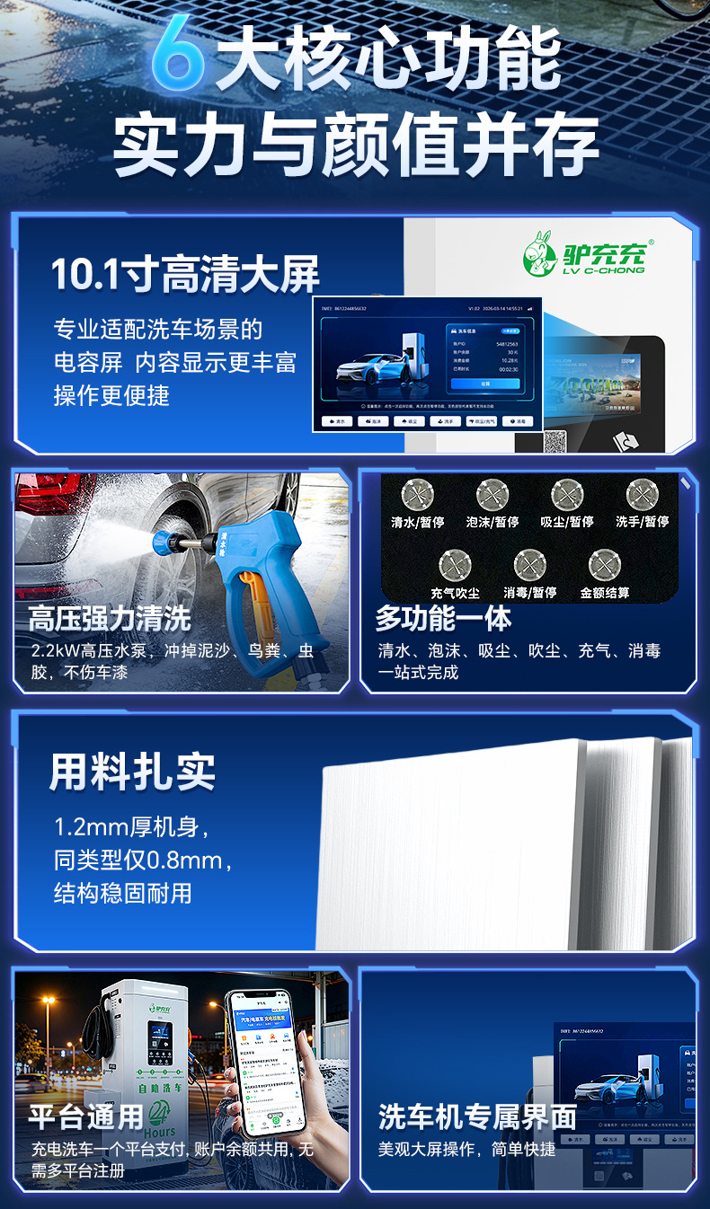 Luchongchong intelligent self-service car wash machine, high-pressure washing, fully automatic shared self-service car wash equipment all-in-one machine