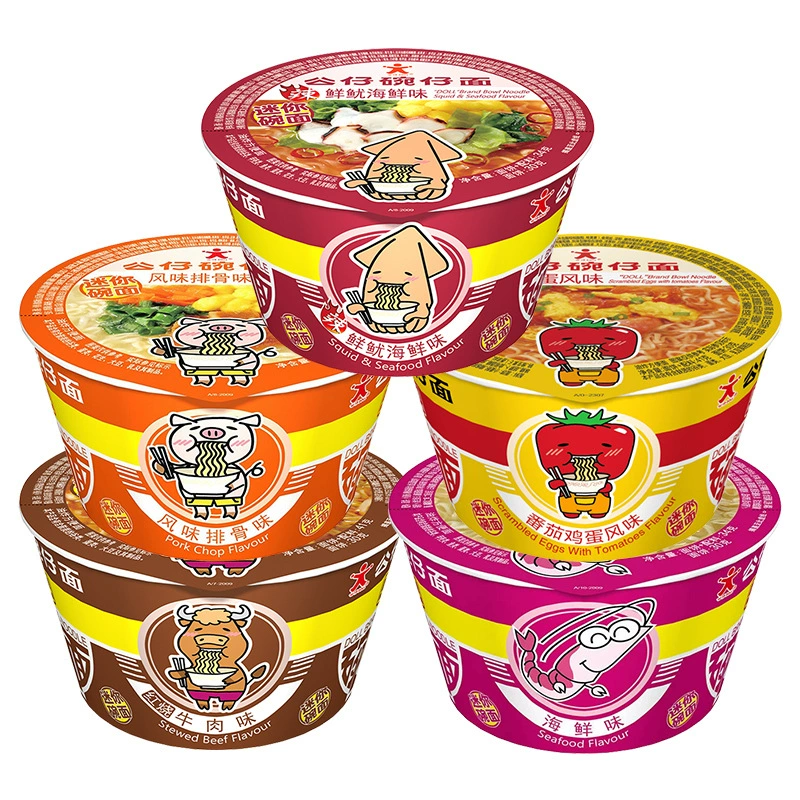Гонконгская мини-кукольная миска для лапши, чашка для закусок, быстрорастворимая лапша, семейное ведро, смешанный вкус морепродуктов