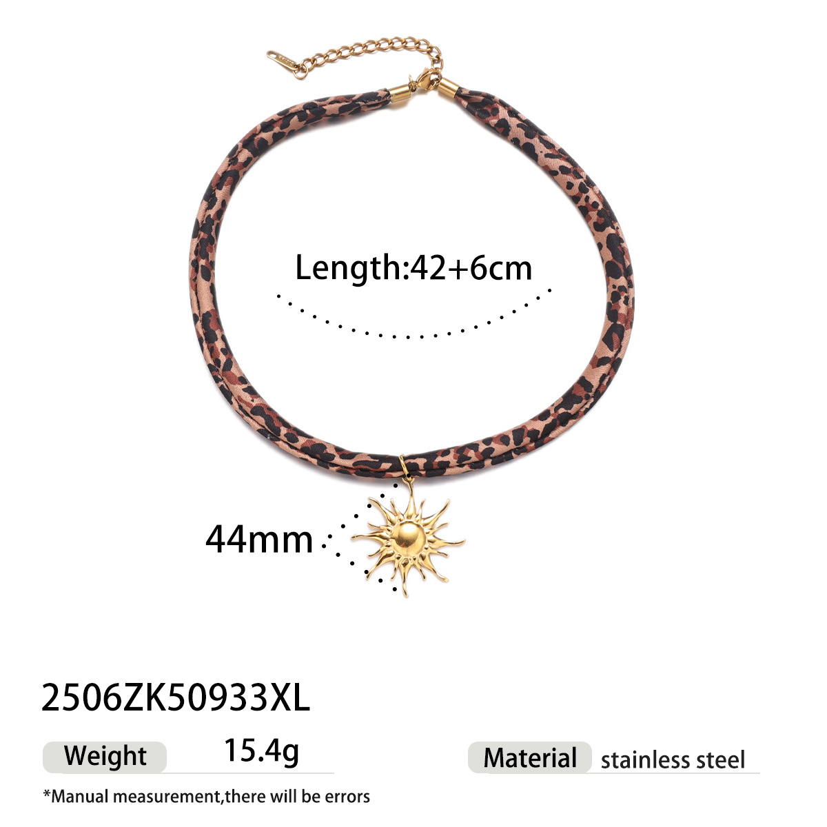 Tiana Europa y América collar de acero inoxidable dulce y fresco estilo de galía de galera variedad bufandas de seda de leopardo collar de acero de titanio joyería de venta caliente transfronteriza image 7
