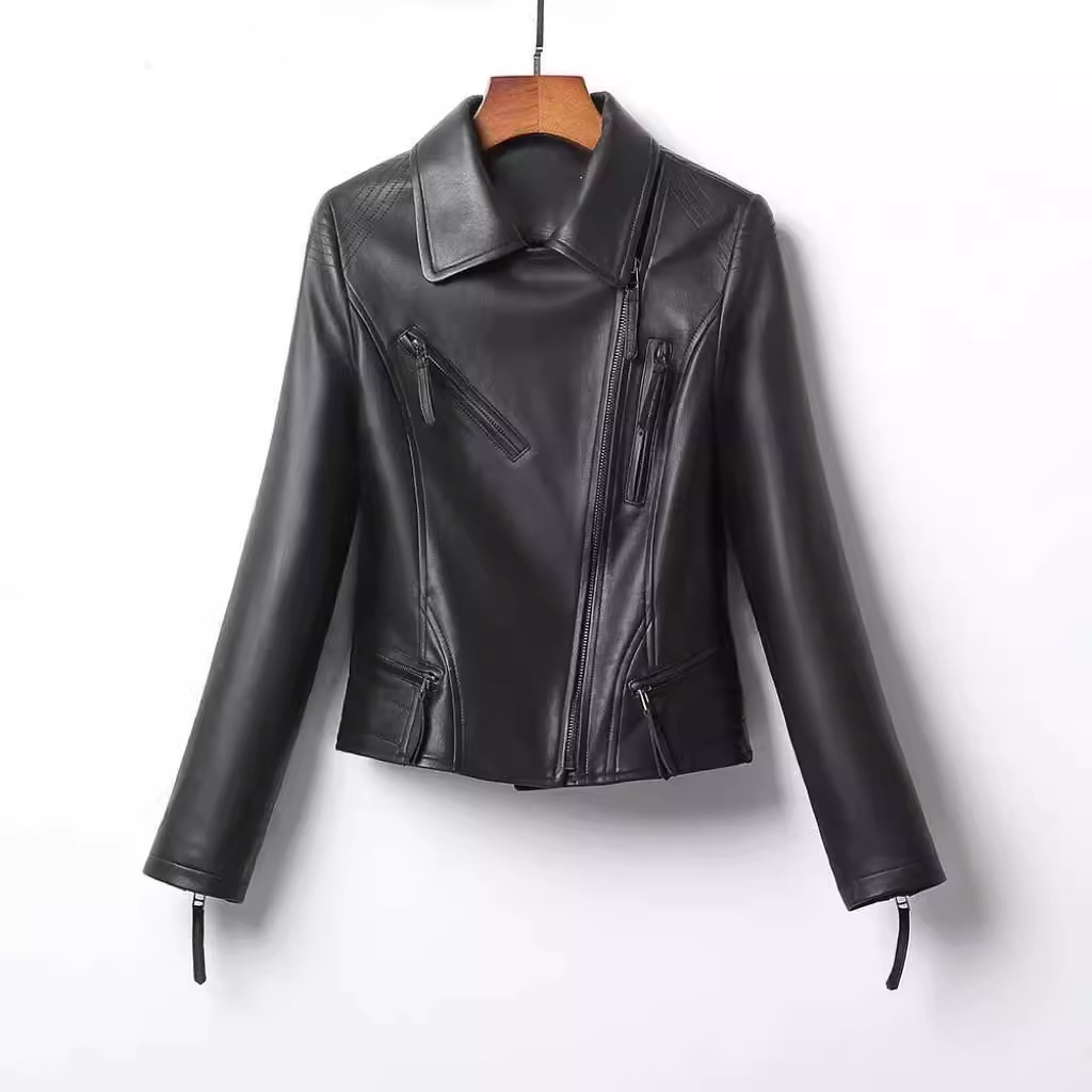 Haining Sheepskin 2026 Spring and Autumn New Genuine Leather Jacket for Women, Short Motorcycle Leather Jacket, Slim Fit Coat