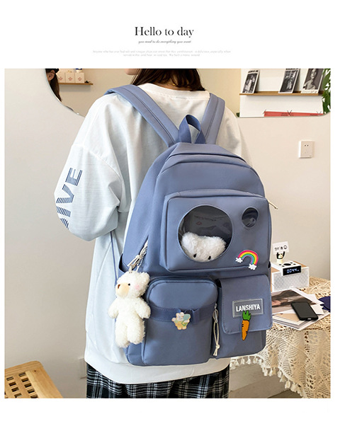 Women's Medium All Seasons Canvas Solid Color Fashion Square Zipper Functional Backpack display picture 2