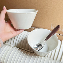 德化米白锥形碗4.8英寸甜品糖水碗德化米饭 碗汤陶瓷小面碗高颜值