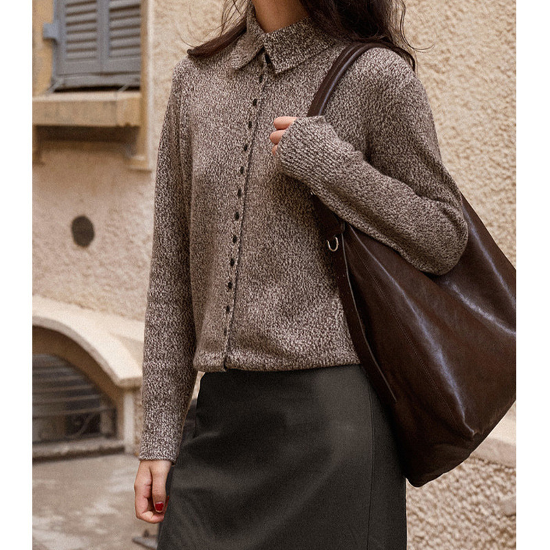 【Ma* Order】Premium Custom Floral Yarn Patterned Wool Knit Sweater 2026 Autumn New Style Turn-down Collar Long-sleeve Top 【Ma* Order】Premium Custom Floral Yarn Patterned Wool Knit Sweater 2026 Autumn New Style Turn-down Collar Long-sleeve Top