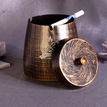 防飞灰家用烟灰缸金属烟灰缸可印创意烟灰缸创意高颜值带盖烟灰缸
