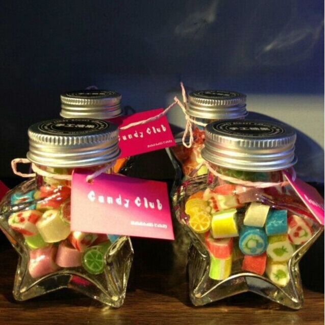 五角星许愿瓶漂流瓶 星星瓶喜密瓶糖果 瓶婚庆喜糖瓶玻璃铝盖心形