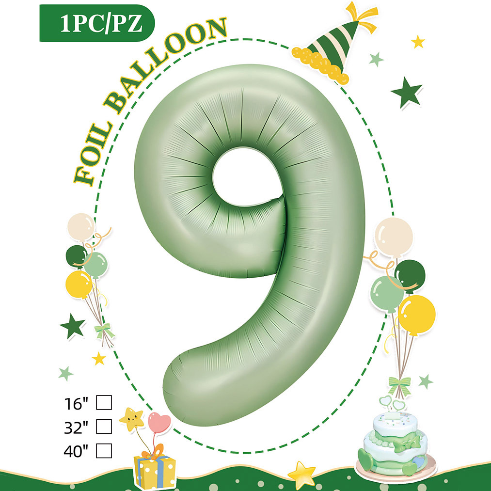 Embalaje de tarjeta de papel independiente digital de cumpleaños impreso en blanco de 32 pulgadas, decoración de fiesta de la versión estadounidense, película de aluminio, decoración de globos de papel de aluminio