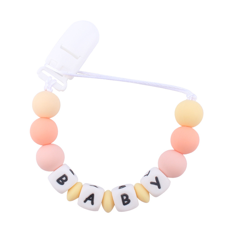Bebé suministros pacificar bebé cuentas de silicona pezón cadena creativa DIY bebé silicona nombre anti-gota cadena nuevo