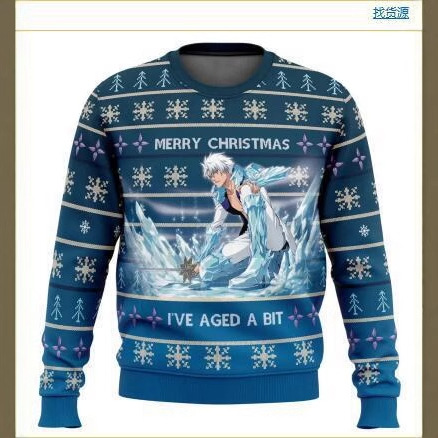 Venta directa de fábrica hombres casuales de todo fósforo hombro de manga larga suéter suelto cuello redondo estampado digital 3D spot