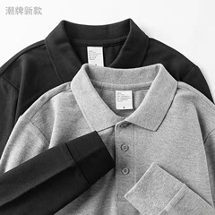 ビーズコットン! 重いポンドの純色の長袖のシャツのゆったりとしたカジュアルな大きいサイズのtシャツの春と秋の襟の上着の男性