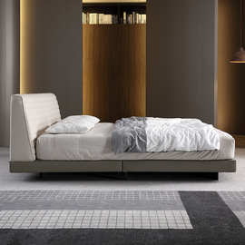 极简悬浮床网红侘寂风新款双人床2米x2米2大床意式轻奢真皮床