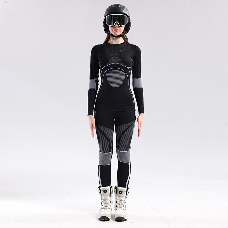 2025 ropa de esquí de secado rápido ropa interior térmica para exteriores para mujer traje deportivo ropa de compresión ropa interior funcional que absorbe el sudor invierno