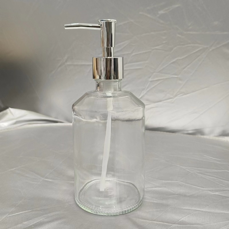 El fabricante suministra 420ml de desinfectante de manos, botella de vidrio transparente de color de patrón vertical cuadrado, botella de desinfectante de manos, vidrio