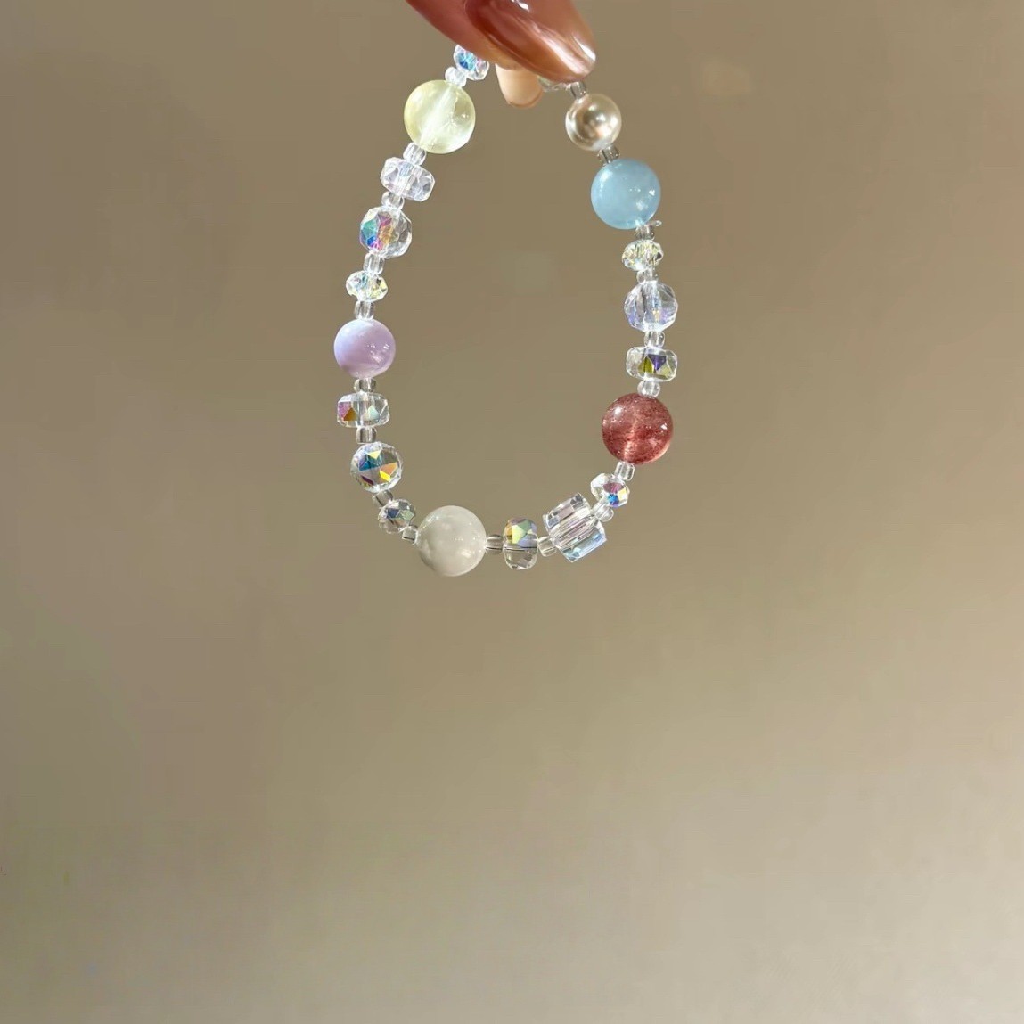 【多宝千金大全】天然水晶多宝原创设计手串海蓝宝粉晶清新饰品