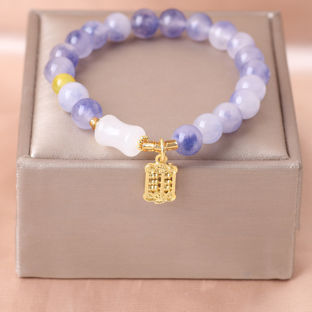 Brazalete de cuentas de ágata rojo para mujeres lujoso ligero delicado de alta sensación joyería de mano de verano colgante de mano