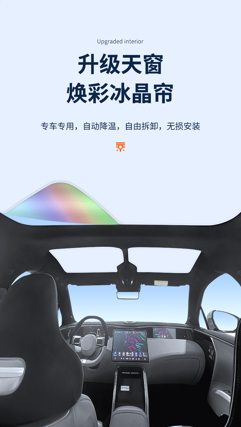 Suitable for 22 Models of Avita 11 Sunroof Ice Crystal Sunshade, Heat Insulation, Sun Protection, Privacy, Camping Sunshade, Opaque