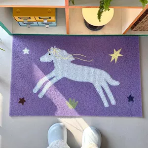 Kiçik Pony giriş qapı matı, ipək ilməli, sürüşməyən, kəsilə bilən