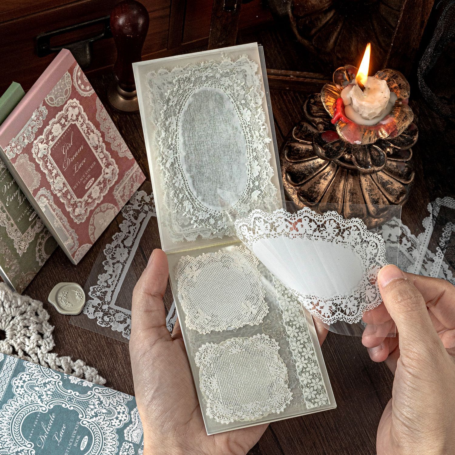 Sugar Poetry Pet Sticker Book Lace Museum Retro Versatile Material Journal DIY Decoration Base Collage