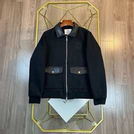 1.1正确版2024秋冬新miu罗家low皮质拼接商务BLCG翻领夹克外套男