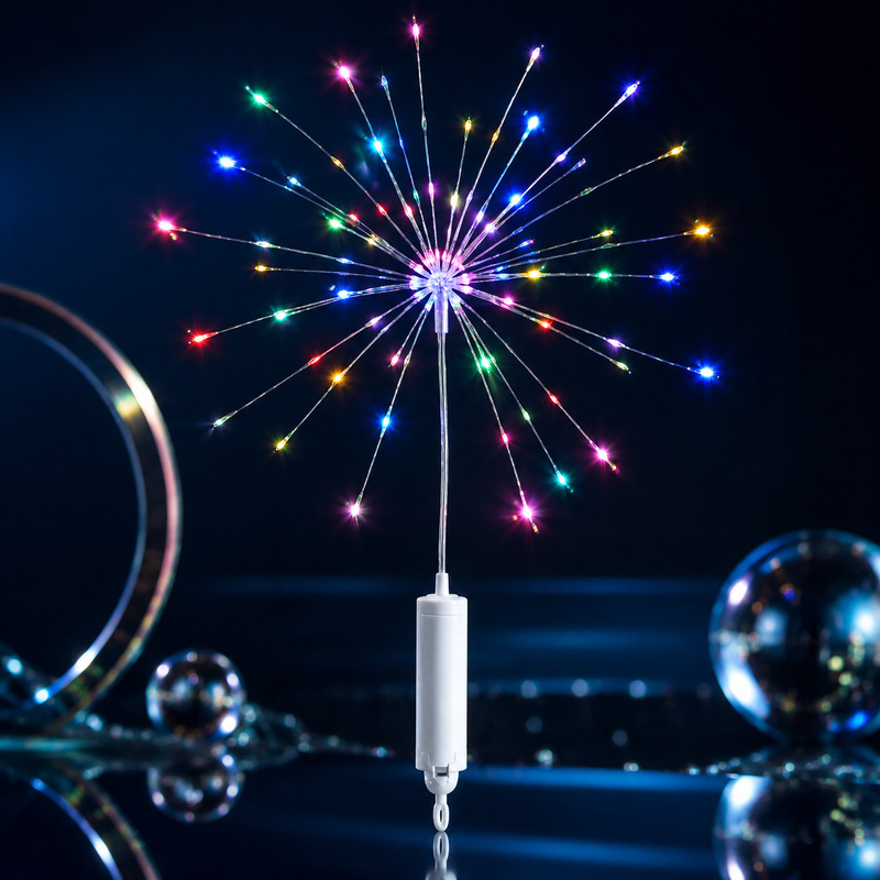 New Cross-Border Amazon Hanging Fireworks Lights Led Explosion Star Battery Box Dandelion Christmas Holiday Decoration