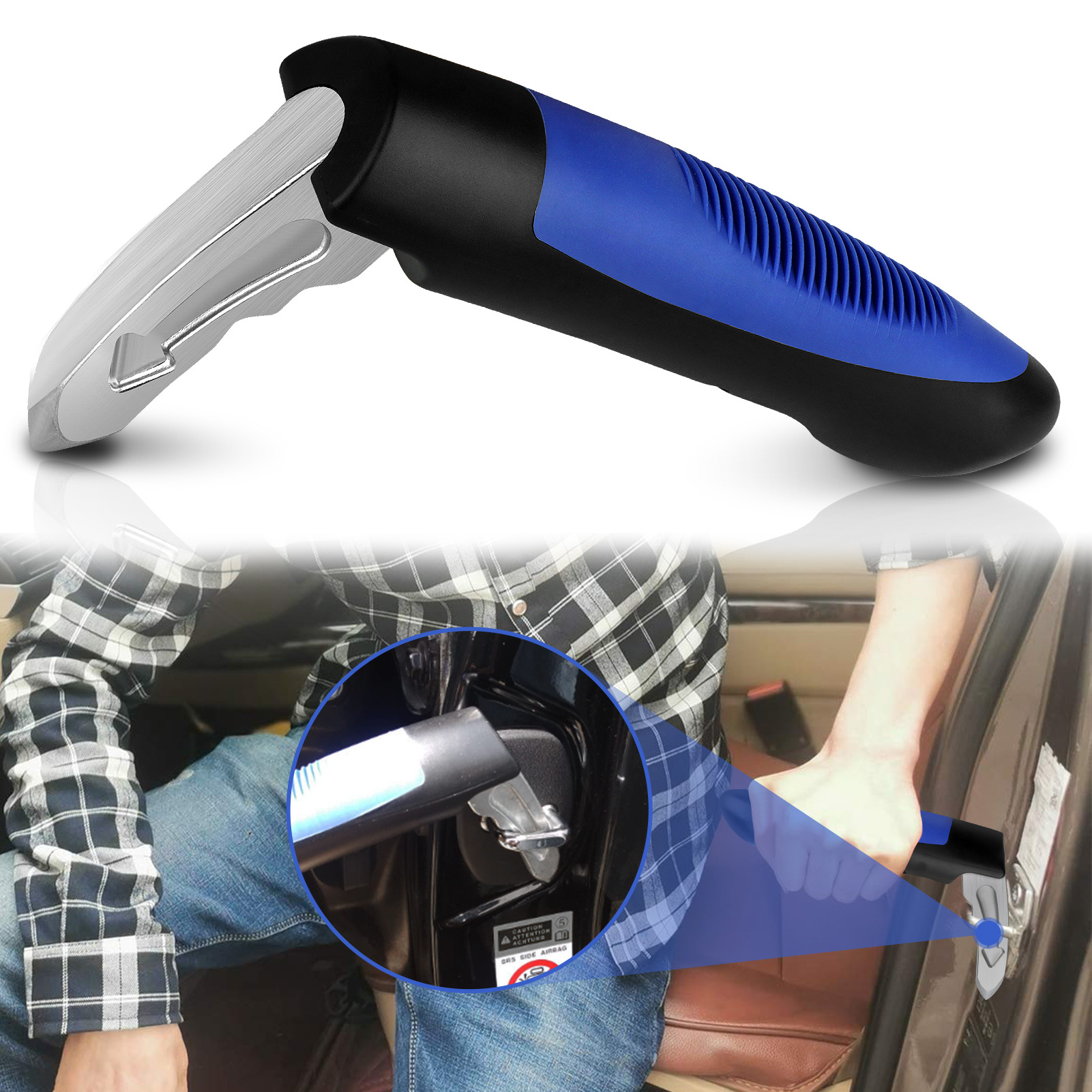 Car Armrest Safety Hammer, Window-Breaking Escape Hammer, Multifunctional Car Safety Hammer, In-Car Emergency Life-Saving Hammer