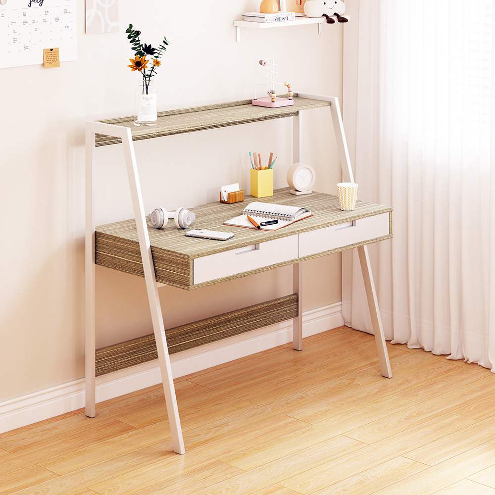 Escritorio de computadora con cajones, mesa para el hogar o dormitorio, escritorio de estudio moderno y sencillo, escritorio para apartamento pequeño