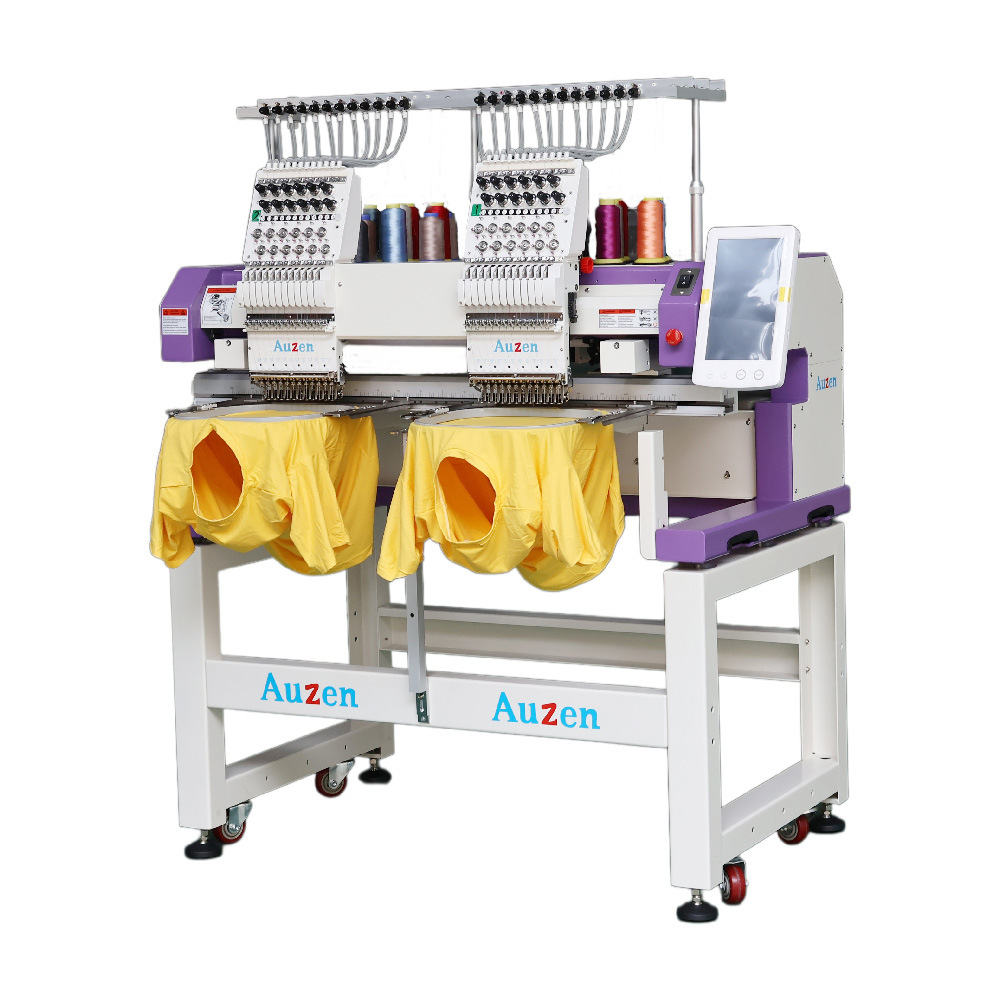 Auzen奥呈2头电脑绣花机可做刺绣面积皮衣服帽子平绣缝纫机花样机