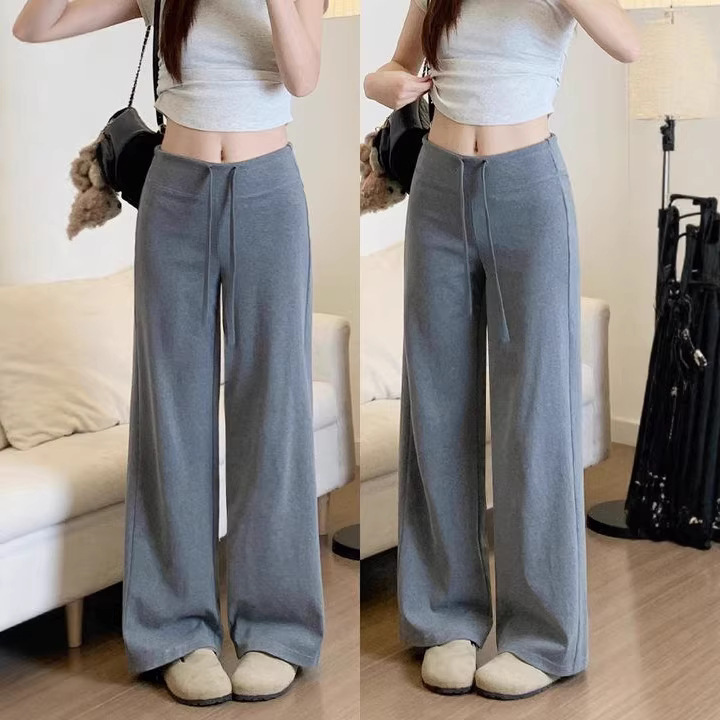 Gray straight-leg women's sweatpants, summer 2026 new model, plus size, high-waisted, drapey, petite-friendly, casual wide-leg sweatpants Gray straight-leg women's sweatpants, summer 2026 new model, plus size, high-waisted, drapey, petite-friendly, casual wide-leg sweatpants