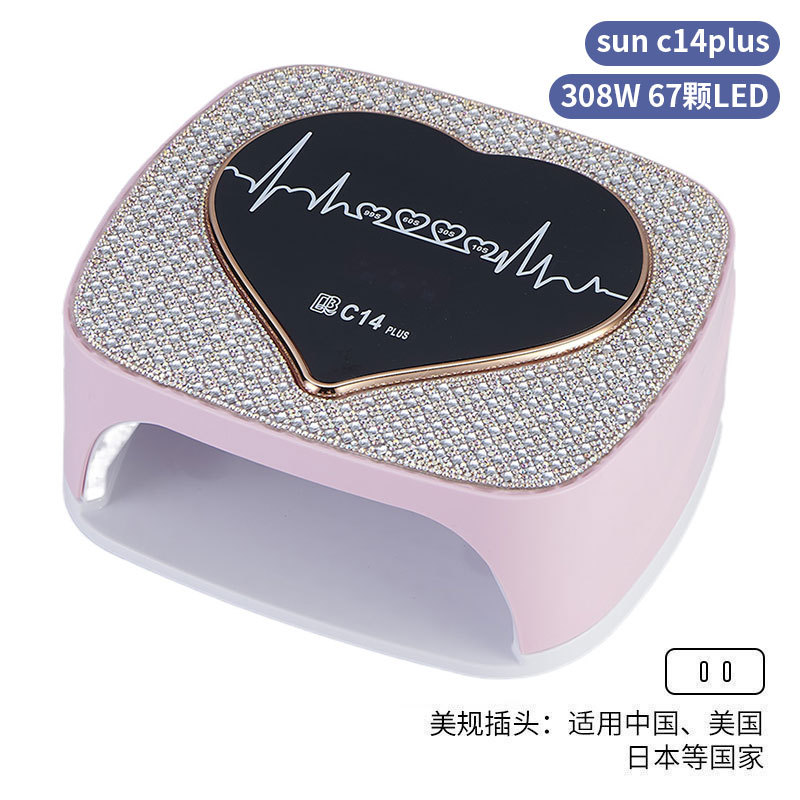 Lámpara de manicura inteligente de alta gama de luz de terapia de diamante 256W de alta potencia de pegamento de vinilo lámpara de horneado de dos manos secador de uñas transfronterizas