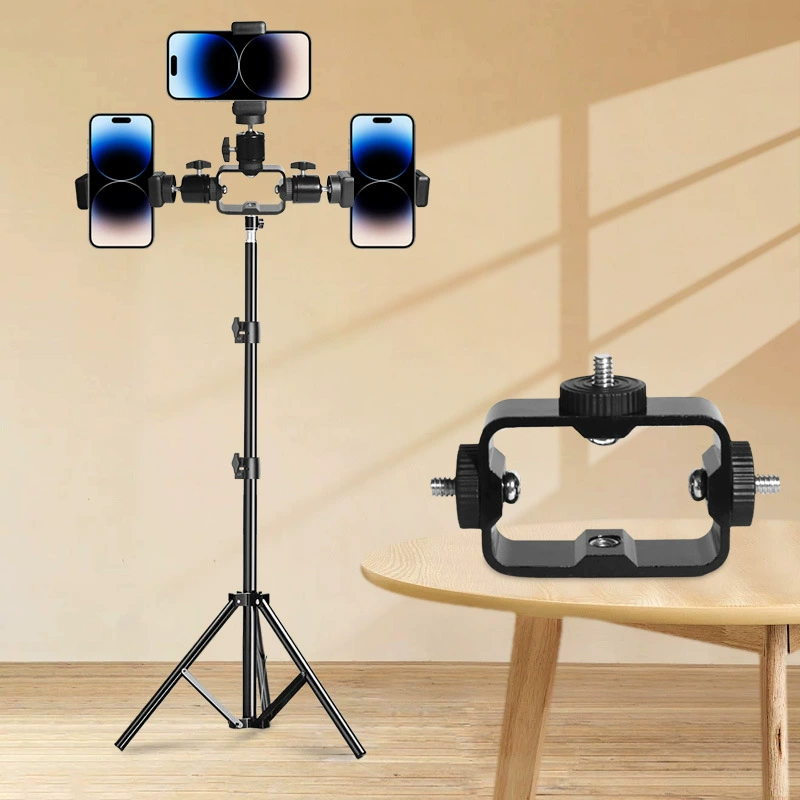 Прямые поставки от производителя: держатель для телефона с камерой, аксессуар для прямой трансляции, металлическое основание штатива с 1/4-дюймовым винтовым отверстием, фиксированный кронштейн для позиционирования.