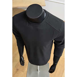 美式解构垫肩cleanfit长袖T恤男春秋季款上衣潮牌痞帅拼接打底衫