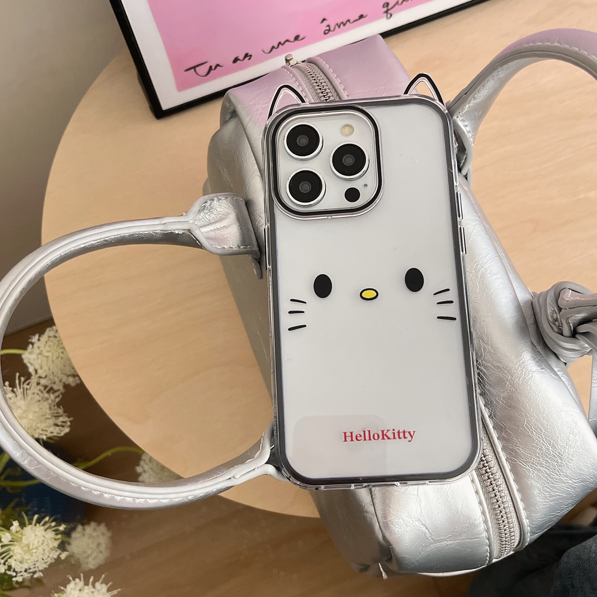 KT gato con lazo simple para Apple 15ProMax funda para teléfono móvil 16Pro pareja 14/13 nicho 16PM hembra