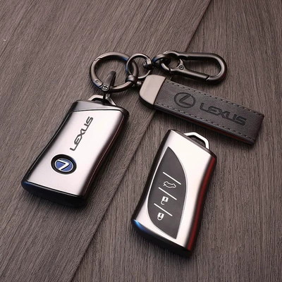 For lexus es200 key Car key bag - d-type-gun-black-car-logo-leather-rope-8-shaped-buckle