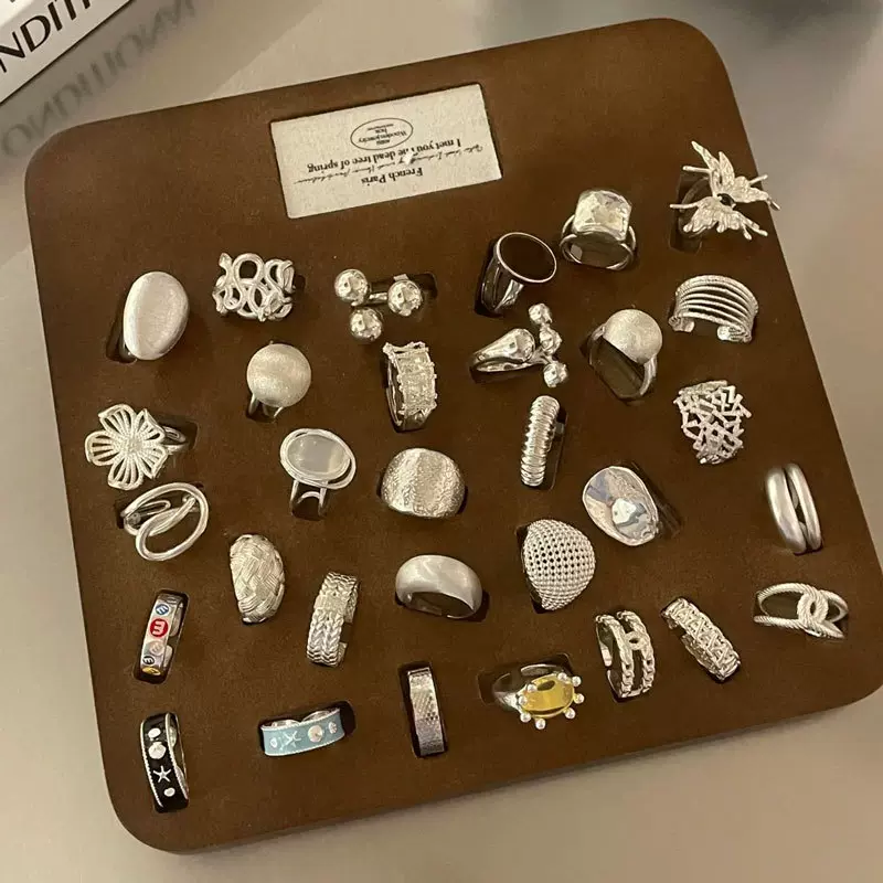 简约镂空蝴蝶花朵锆石戒指女轻奢高级感开口戒指小众时尚百搭手饰