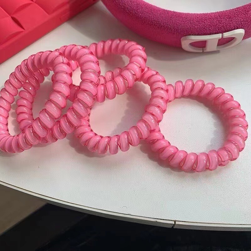 Rose red telephone line hair ring ~ jelly dragon fruit color does not hurt hair rubber band no trace sweet hair rope female head rope Rose red telephone line hair ring ~ jelly dragon fruit color does not hurt hair rubber band no trace sweet hair rope female head rope