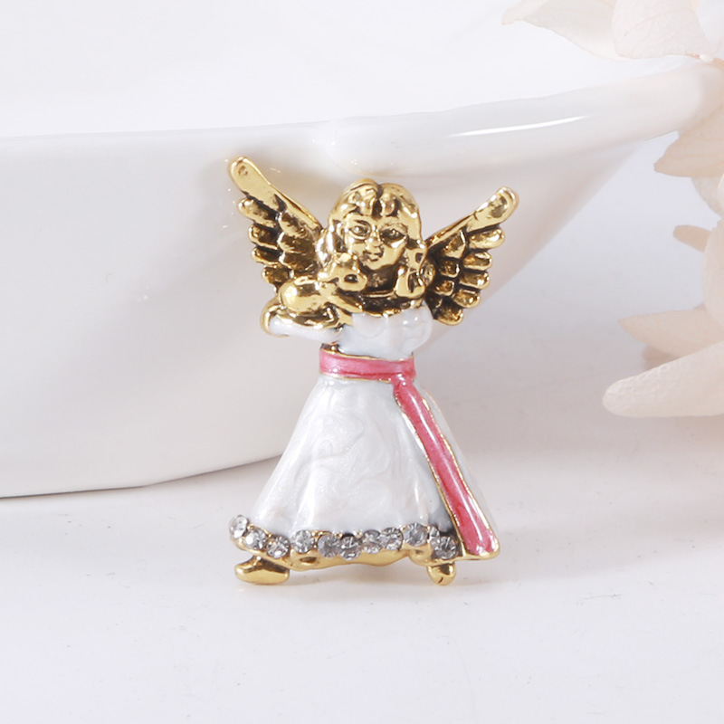 Anniversary, Business Occasion Casual Elegant Lady Pin Angel Alloy Enamel Unisex Brooches