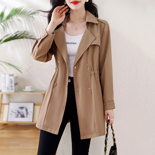 2025 Spring plus size Loose Coat Casual Slimming Mid-length New Windbreaker for Women