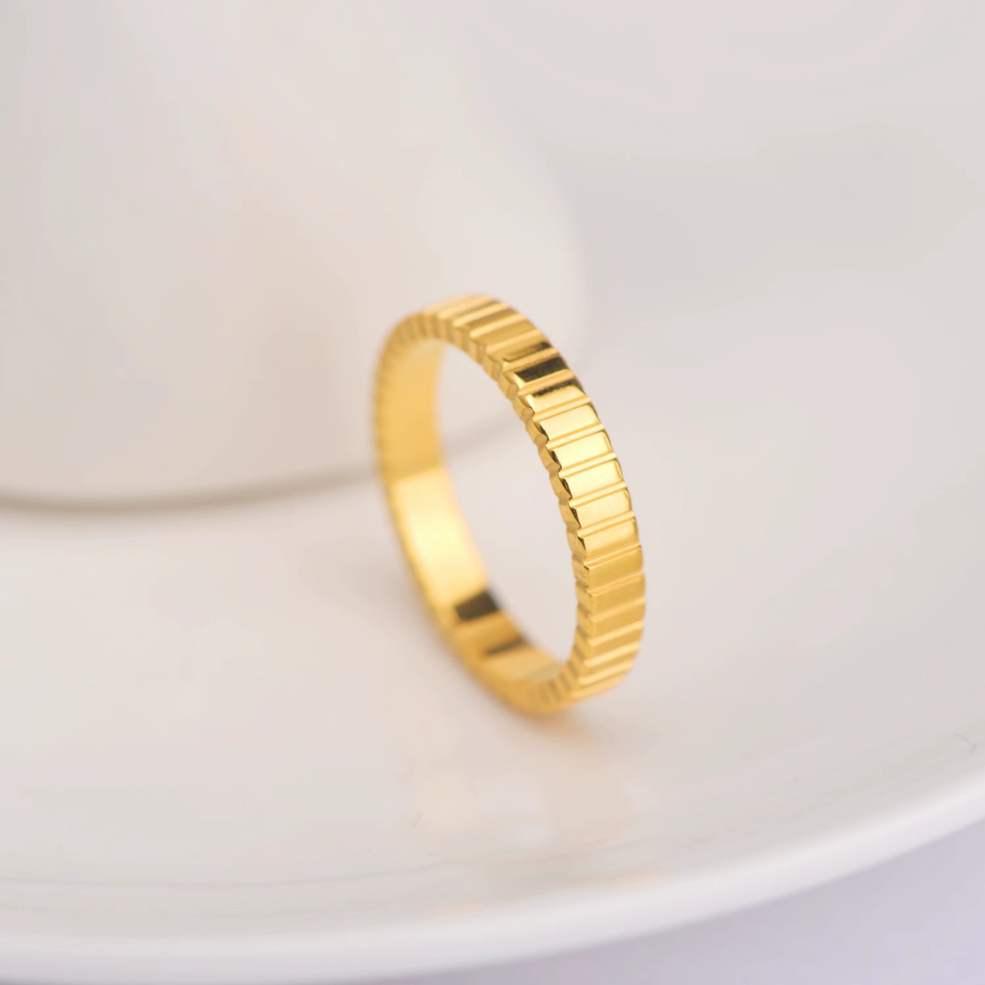 18K Real Gold Plated Plating Material Rings Classification PVD Coated Real Gold Plated 18K Gold Geometric Stainless Steel Simple Style Waterproof Non Tarnish Rings