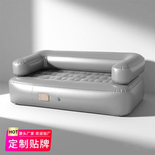 亚马逊跨境自动充气沙发躺椅灰色植绒PVC户外露营可折叠防水充气