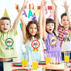 亞馬遜異形Happy Birthday生日快樂徽章貼紙兒童派對聚會裝飾貼畫