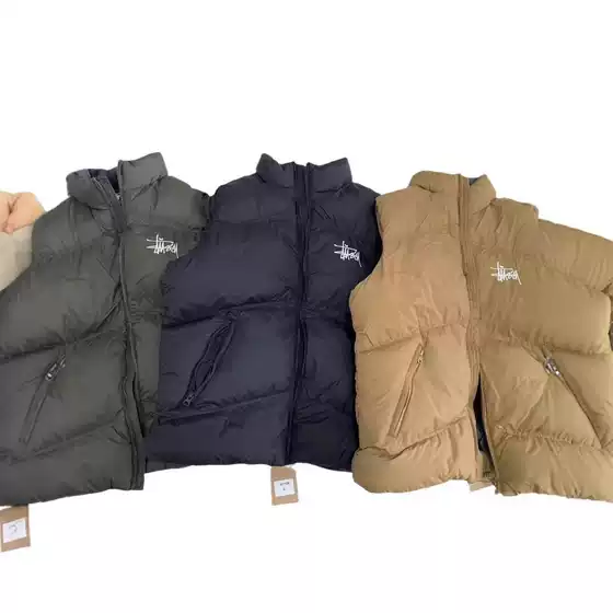 Cross-border Foreign Trade STU Vest Autumn Winter Thickened Warm Cotton Sleeveless Jacket Vest Casual Trendy Cotton Vest