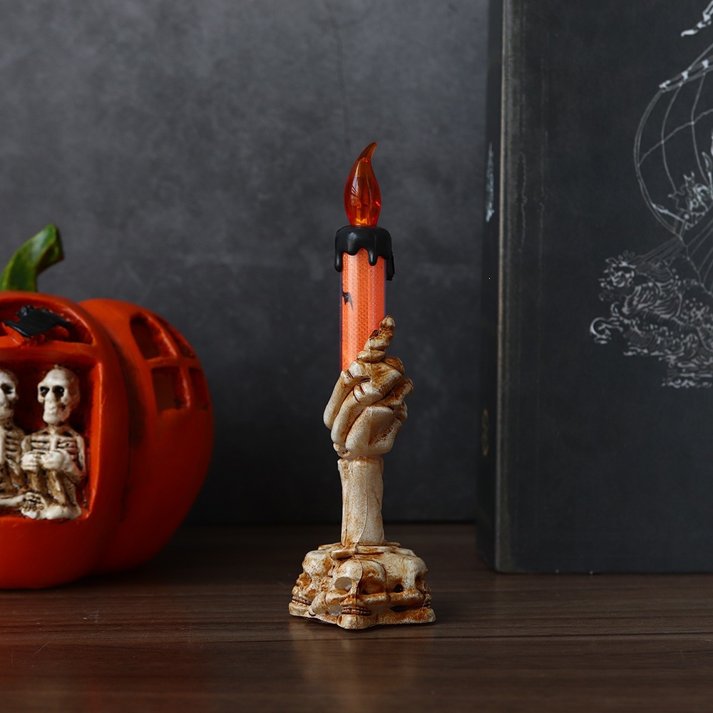 Halloween lámpara de vela de mano fantasma lámpara de esqueleto lámpara de calabaza props decoración lámpara LED lámpara de vela electrónica vela image 7