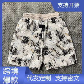 跨境外贸夏季金箔黑松露黑洞之眼提花工艺重磅短裤休闲宽松运动裤